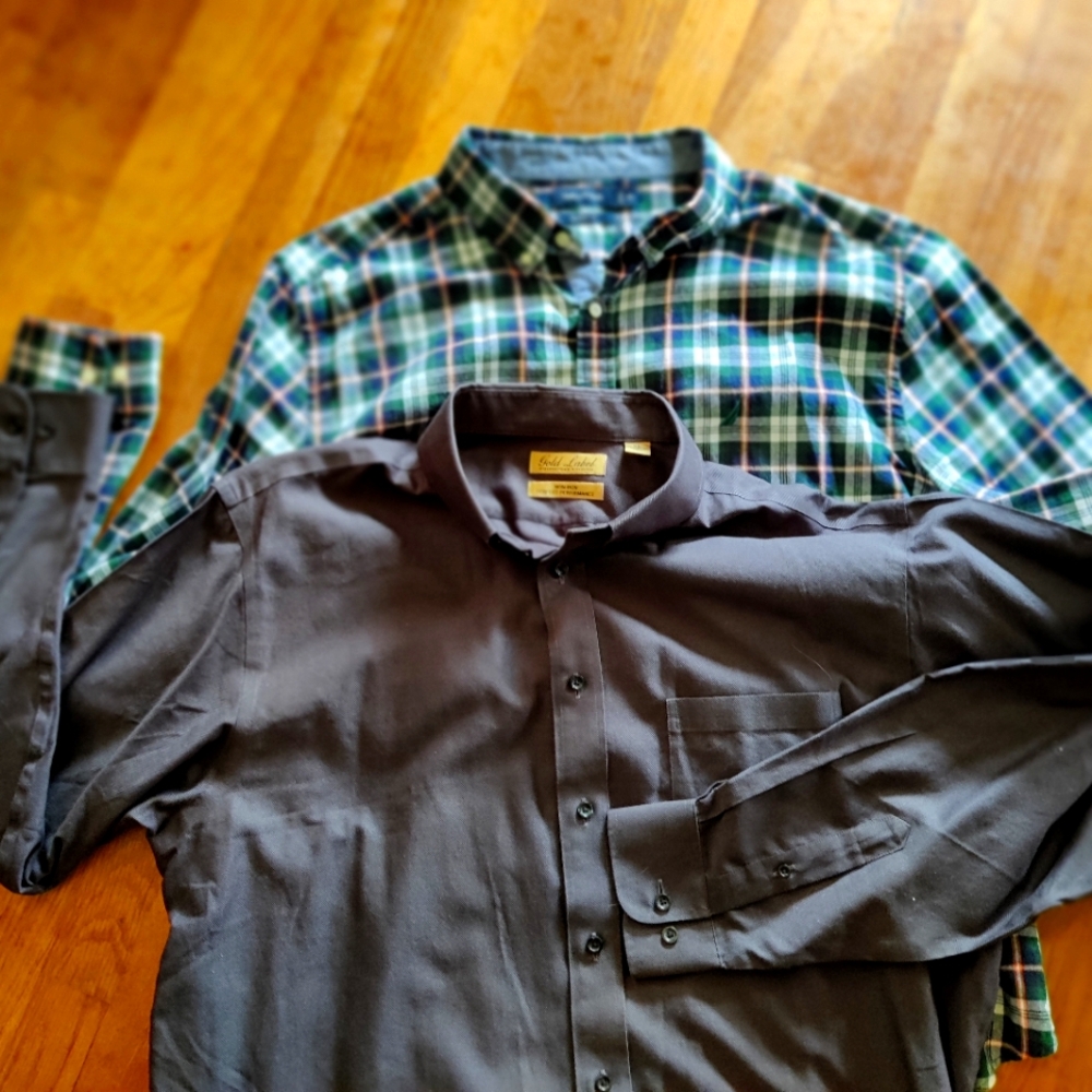 Lot of 2 Casual Button Down Long Sleeve Shirts XL -XXL